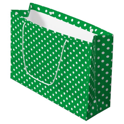 Polka gestippeld groen groot cadeauzakje (Voorkant Gekanteld)
