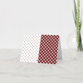 Polka-gestippeld rood en wit kleurenblok dank u notitiekaartje (Achterkant)