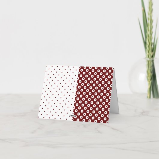 Polka-gestippeld rood en wit kleurenblok dank u notitiekaartje (Achterkant)