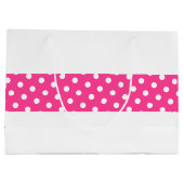 Polka gestippeld Snoep roze centrum streep op wit Groot Cadeauzakje (Achterkant)