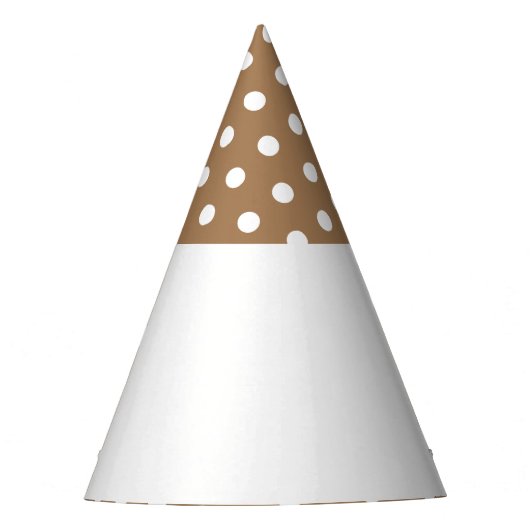 Polka gestippelde Mocha Bruine Tip Witte achtergro Feesthoedjes (Voorkant)
