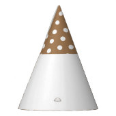 Polka gestippelde Mocha Bruine Tip Witte achtergro Feesthoedjes (Links)