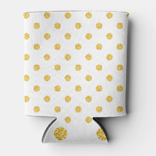 Polka Gold Glitter Stippen Textuur Blikjeskoeler (Voorkant)