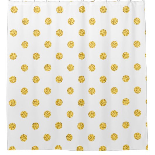 Polka Gold Glitter Stippen Textuur Douchegordijn (Voorkant)