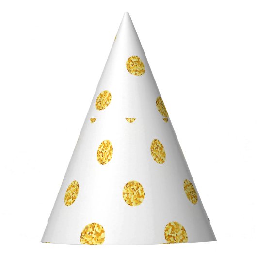 Polka Gold Glitter Stippen Textuur Feesthoedjes (Voorkant)
