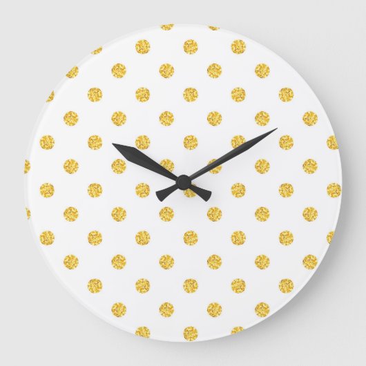 Polka Gold Glitter Stippen Textuur Grote Klok (Voorkant)