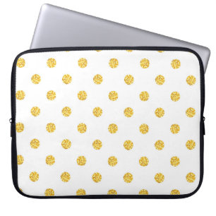 Polka Gold Glitter Stippen Textuur Laptop Sleeve