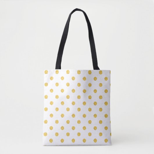 Polka Gold Glitter Stippen Textuur Tote Bag (Voorkant)