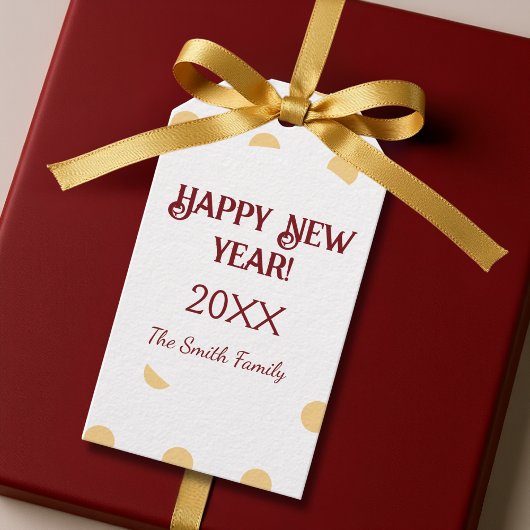 Polka gouden oudejaarsfeest cadeaulabel