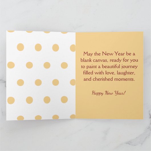 Polka gouden oudejaarsfeest kaart (Binnen)