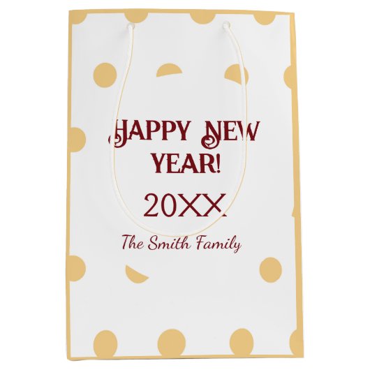 Polka gouden oudejaarsfeest medium cadeauzakje (Voorkant)