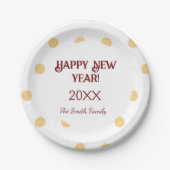 Polka gouden oudejaarsfeest papieren bordje (Voorkant)