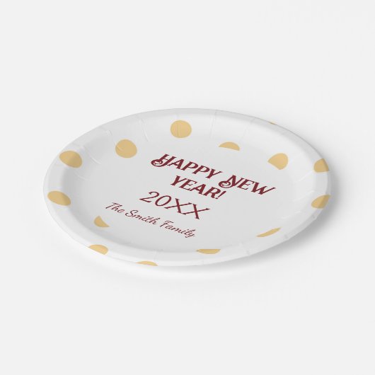 Polka gouden oudejaarsfeest papieren bordje (Gekanteld)