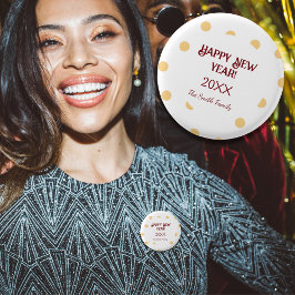 Polka gouden oudejaarsfeest ronde button 3,2 cm