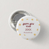 Polka gouden oudejaarsfeest ronde button 3,2 cm (Voorkant /achterkant)