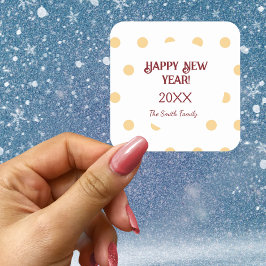 Polka gouden oudejaarsfeest vierkante sticker