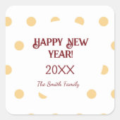 Polka gouden oudejaarsfeest vierkante sticker (Voorkant)