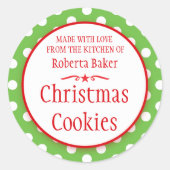 Polka groen wit cookie swap bakken cadeau stickers (Voorkant)