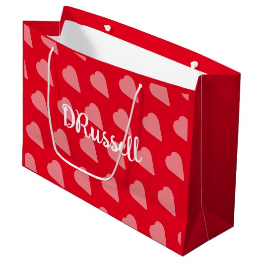 Polka Hart Gift Bag Groot Cadeauzakje (Voorkant Gekanteld)