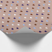 Polka harten bleek bruin cadeaupapier (Hoek)