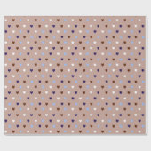 Polka harten bleek bruin cadeaupapier (Vlak)