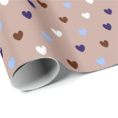 Polka harten bleek bruin cadeaupapier (Rol Hoek)