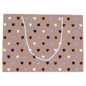 Polka harten bleek bruin groot cadeauzakje (Achterkant)