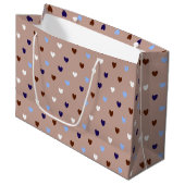 Polka harten bleek bruin groot cadeauzakje (Voorkant Gekanteld)