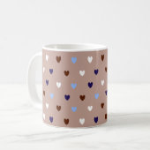 Polka harten bleek bruin koffiemok (Voorkant links)