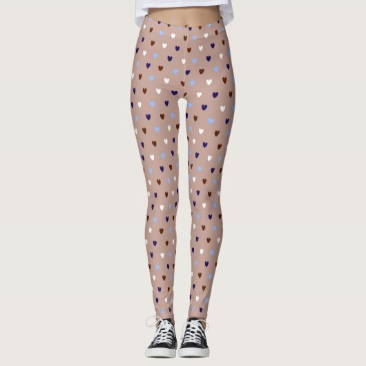 Polka harten bleek bruin leggings (Voorkant)