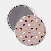 Polka harten bleek bruin magneet (Voorkant / Achterkant)