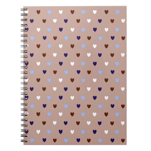 Polka harten bleek bruin notitieboek (Voorkant)