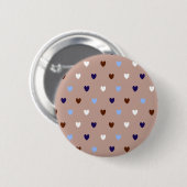 Polka harten bleek bruin ronde button 5,7 cm (Voorkant /achterkant)