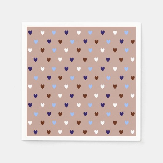 Polka harten bleek bruin servet (Voorkant)