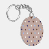 Polka harten bleek bruin sleutelhanger (Voorkant Links)