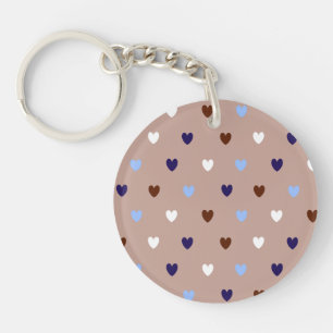 Polka harten bleek bruin sleutelhanger