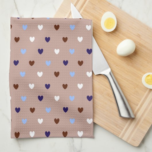 Polka harten bleek bruin theedoek (Quarter Fold)