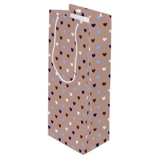 Polka harten bleek bruin wijn cadeautas (Voorkant Gekanteld)