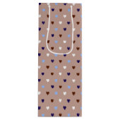 Polka harten bleek bruin wijn cadeautas (Voorkant)