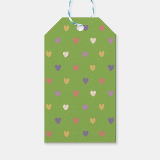 Polka harten groen cadeaulabel (Voorkant)