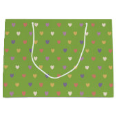 Polka harten groen groot cadeauzakje (Voorkant)