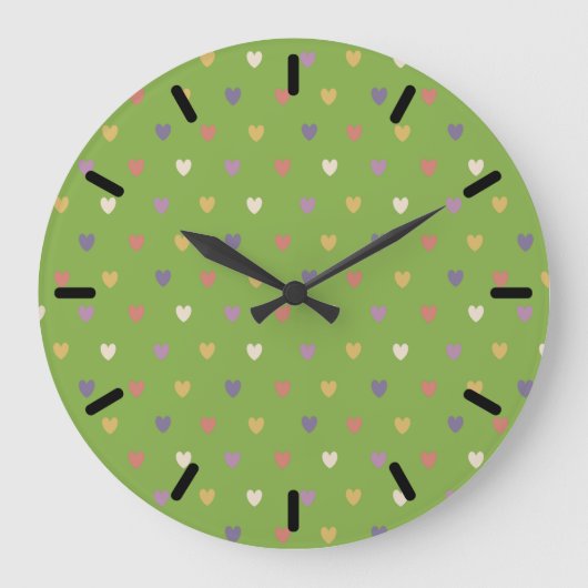 Polka harten groen grote klok (Voorkant)