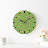 Polka harten groen grote klok (Huis)