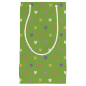 Polka harten groen klein cadeauzakje (Voorkant)