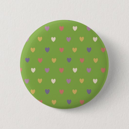 Polka harten groen ronde button 5,7 cm (Voorkant)