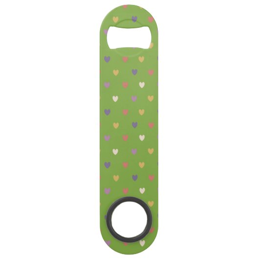Polka harten groen speed flessenopener (Voorkant)