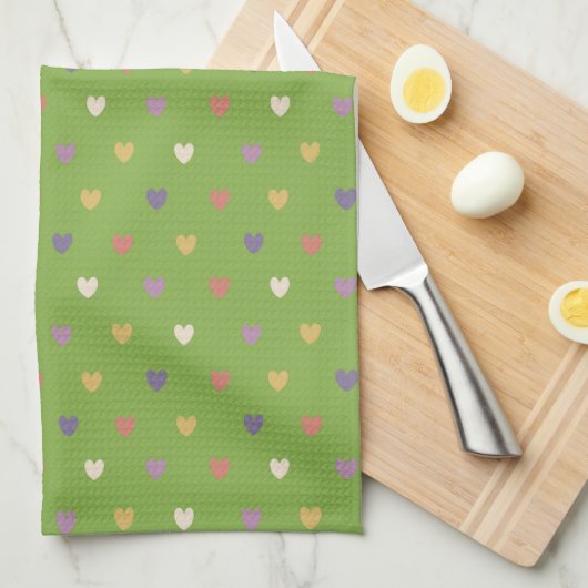 Polka harten groen theedoek (Quarter Fold)