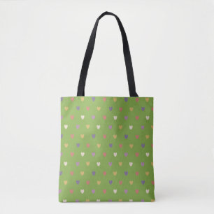 Polka harten groen tote bag