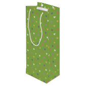 Polka harten groen wijn cadeautas (Achterkant Gekanteld)