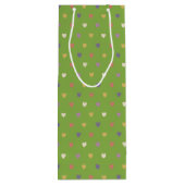 Polka harten groen wijn cadeautas (Achterkant)
